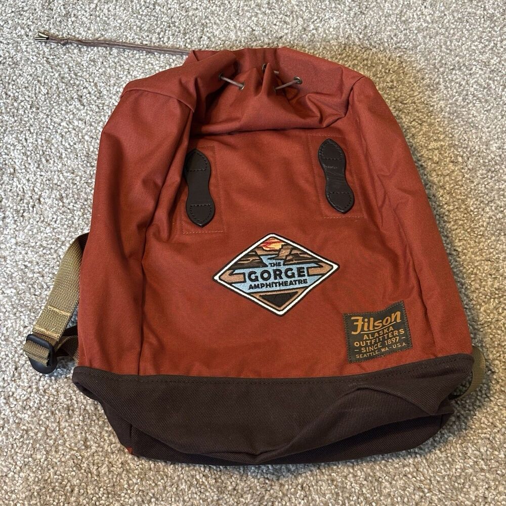 Rare Vintage Filson Backpack Rucksack Rusted Red Wool Pouch & Gorge Patch NWOT